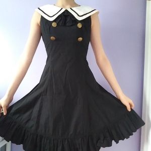 Lolita style black sailor dress with corset and bow